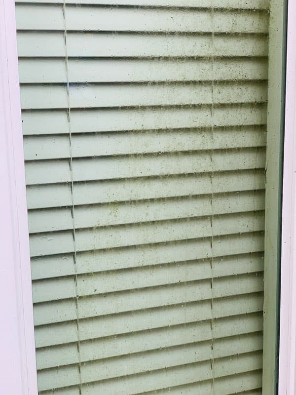 Dirty, grimy window before cleaning